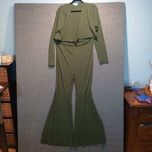 K + GLAM  Ribbed Knit 3XL Jumpsuit Plus Flare urban minimalist party military